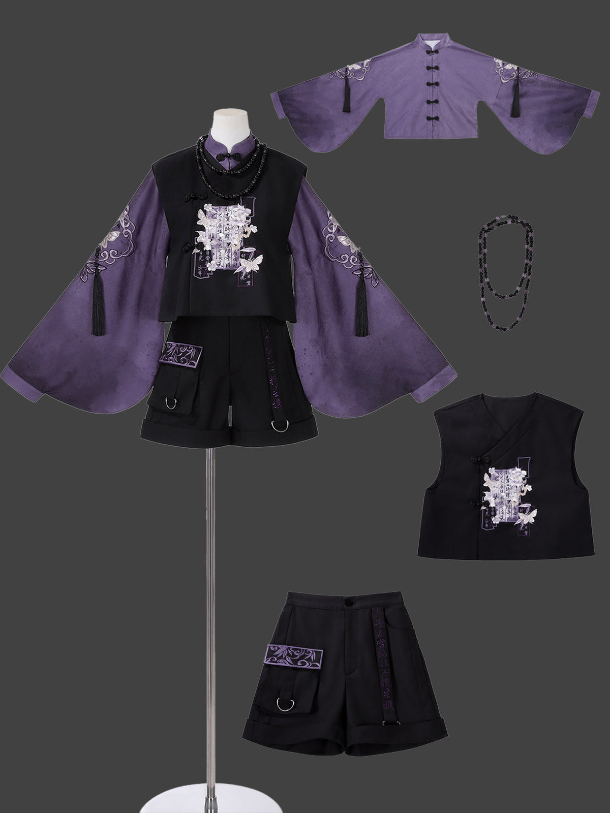 Chinese Style Embroidered Vest Shorts Set YOU0320