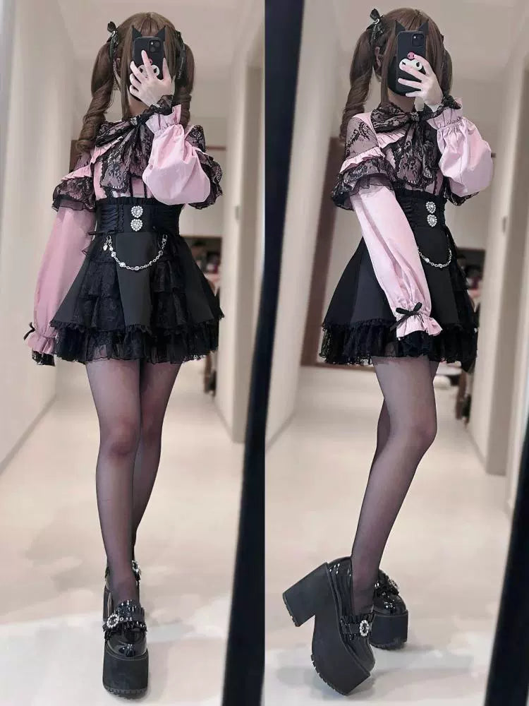 Big Ribbon Sweet Lace Blouse BOX0002