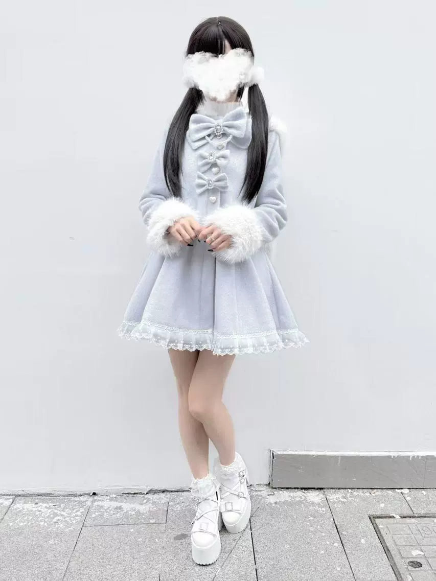 Bow Fur Trim Coat UND0034