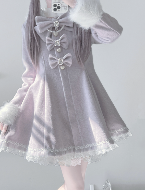 Bow Fur Trim Coat UND0034