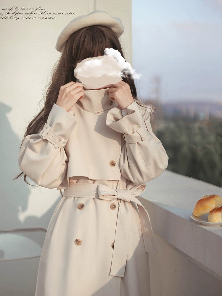 French Retro Beige Girly Coat HUT0123