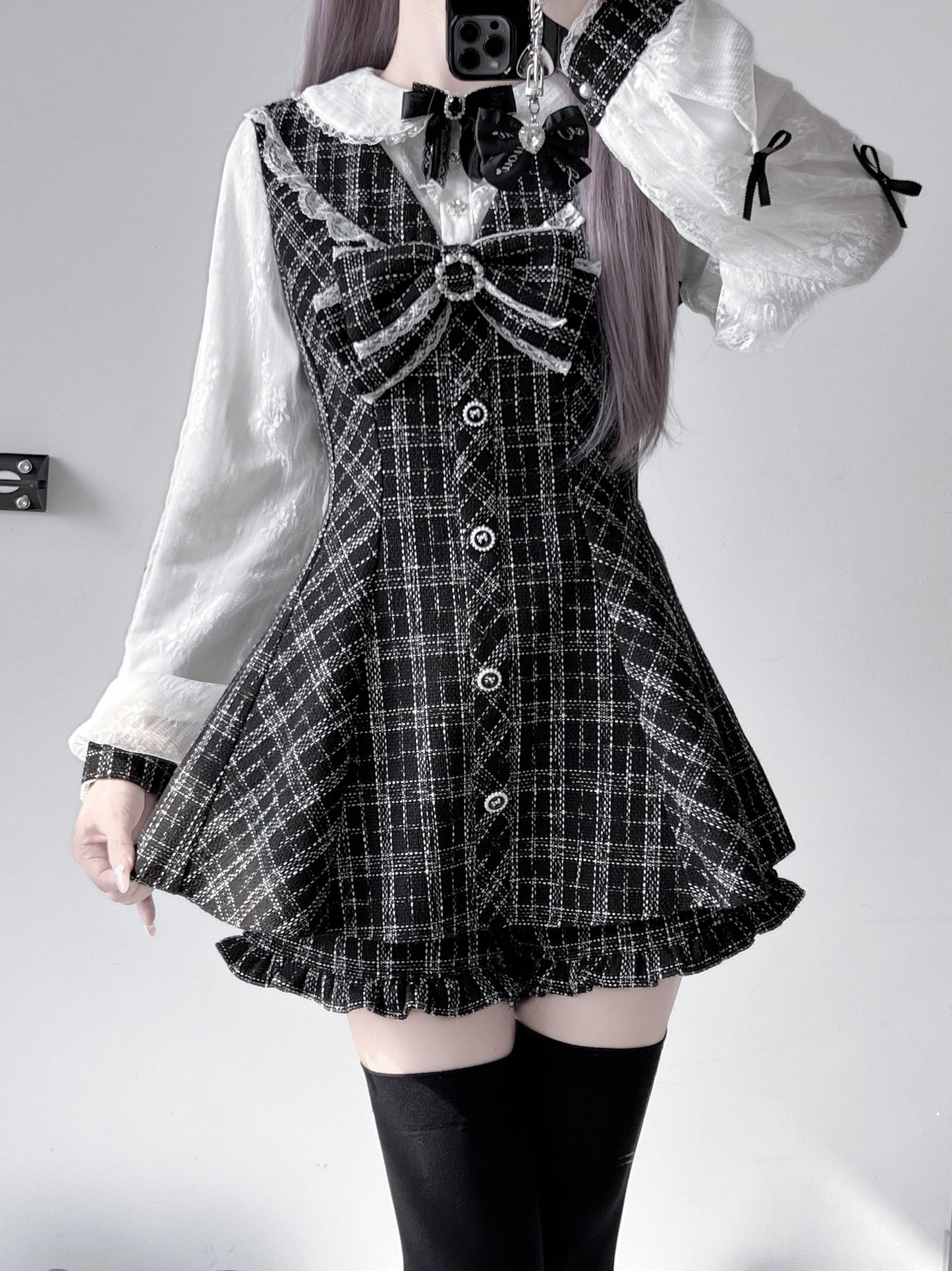 Black and White Tweed Mini Dress VIR0003