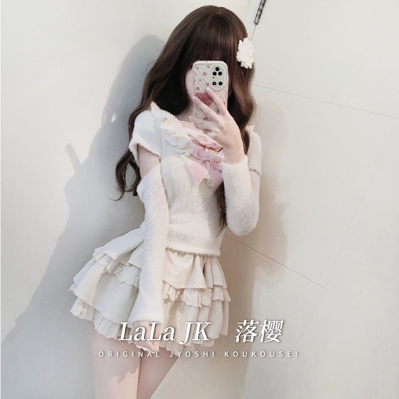 Sweet Soft Fluffy Top and Skirt Two-Piece LAL0113
