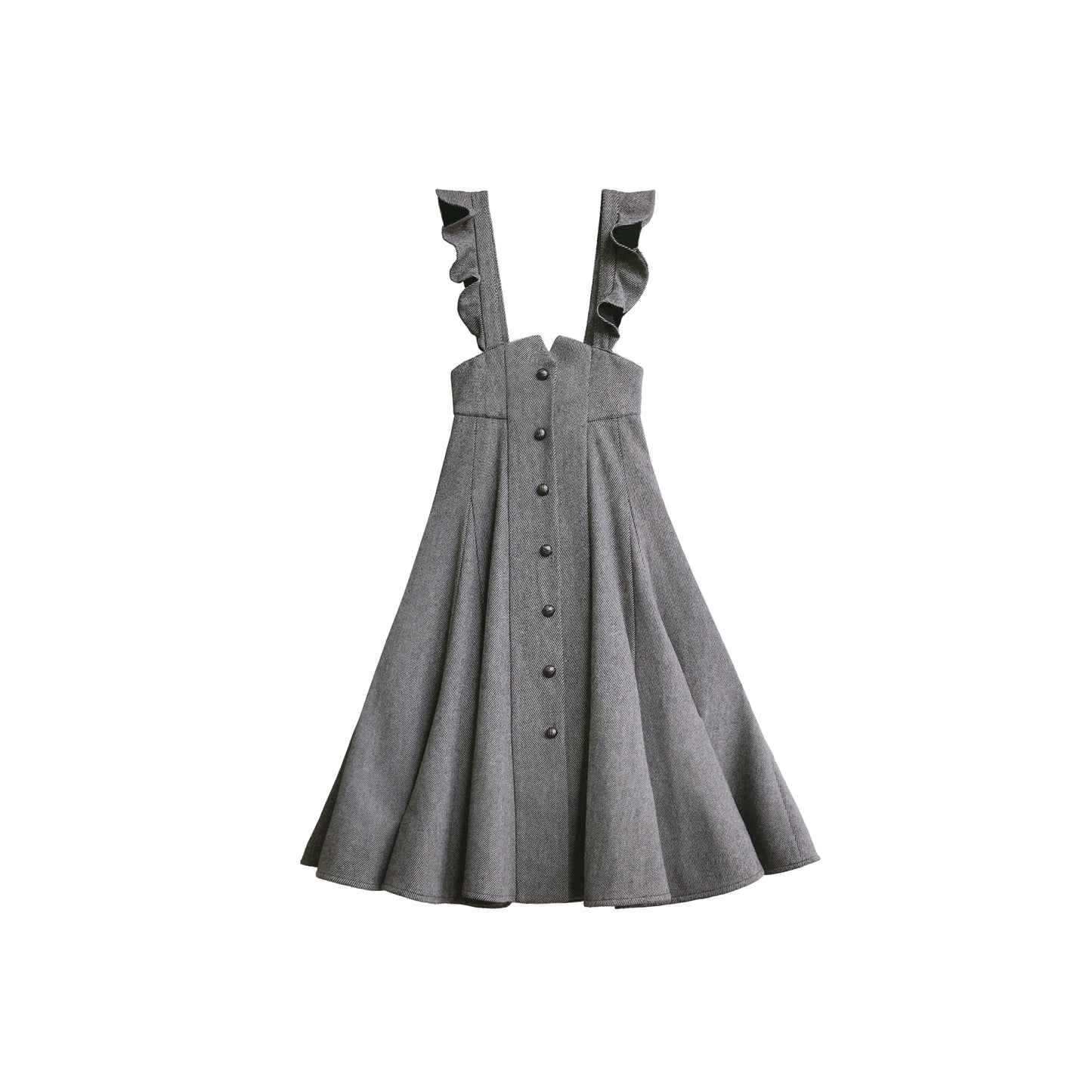 Elegant Gray High Waist Suspender Skirt HUT0034