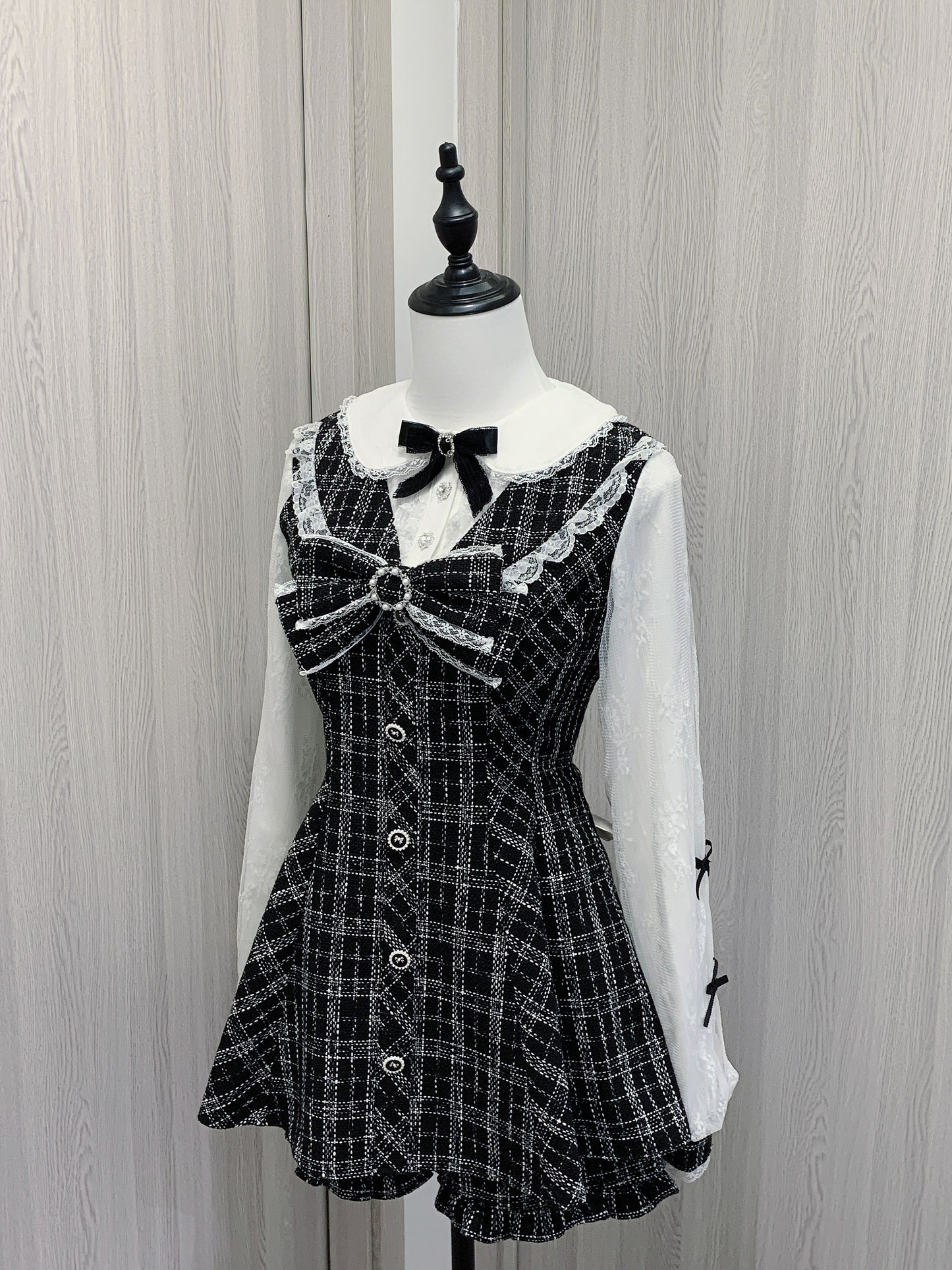 Black and White Tweed Mini Dress VIR0003