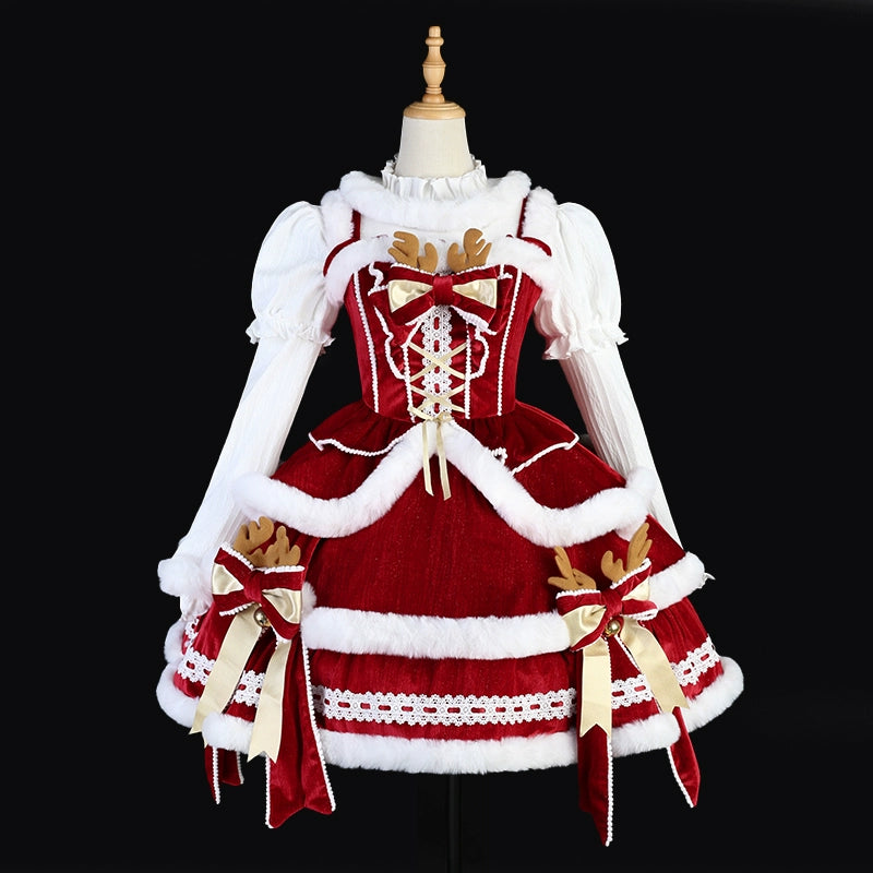 Christmas Symphony Lolita Hooded Cape Dress YOU0195