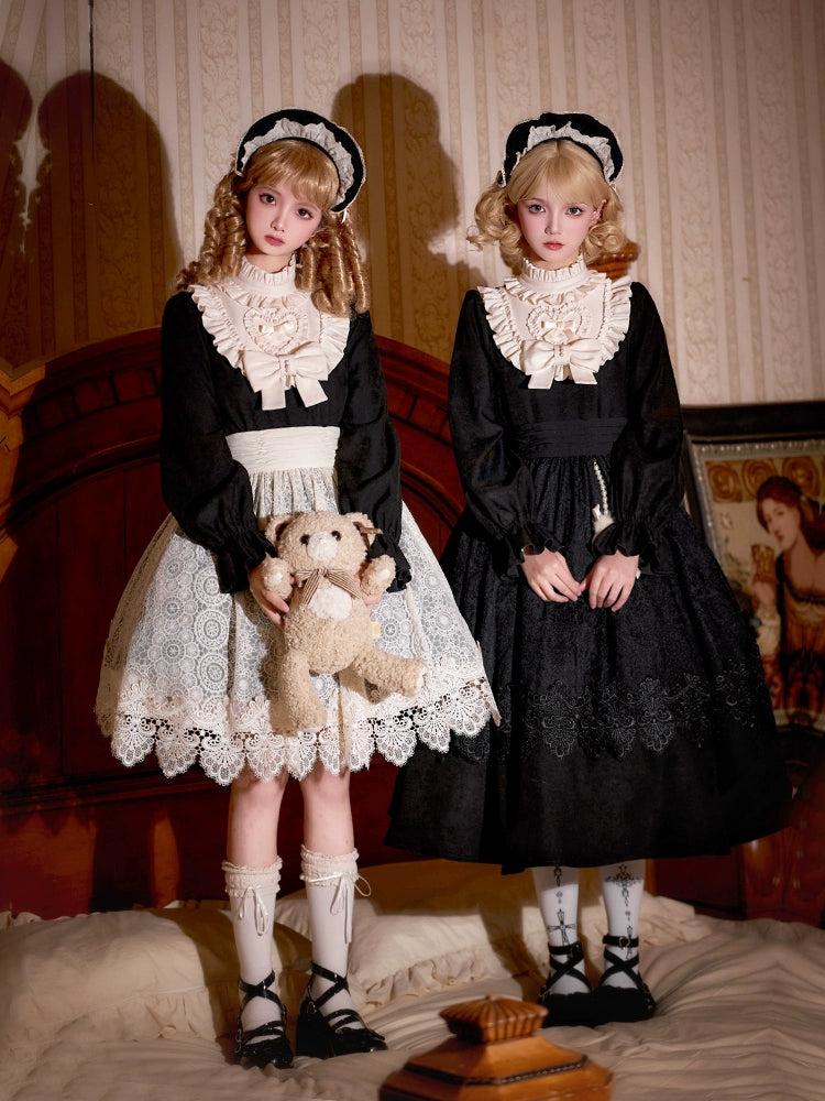 Doll-Style Lolita Lace Apron Twin Dress WIT0281