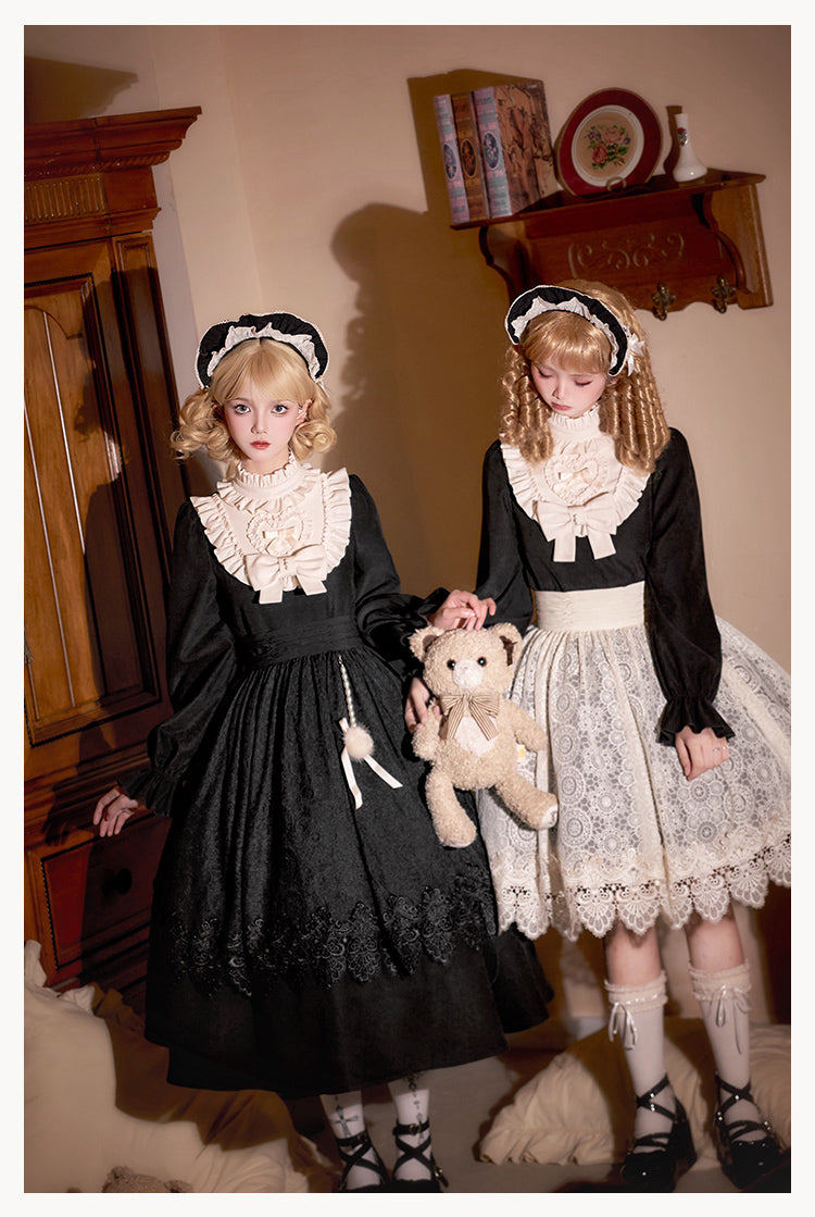 Doll-Style Lolita Lace Apron Twin Dress WIT0281