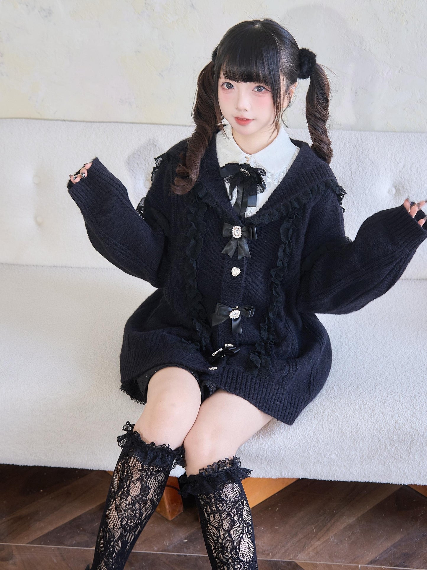 Ribbon Frill Knit Cardigan NOG0018