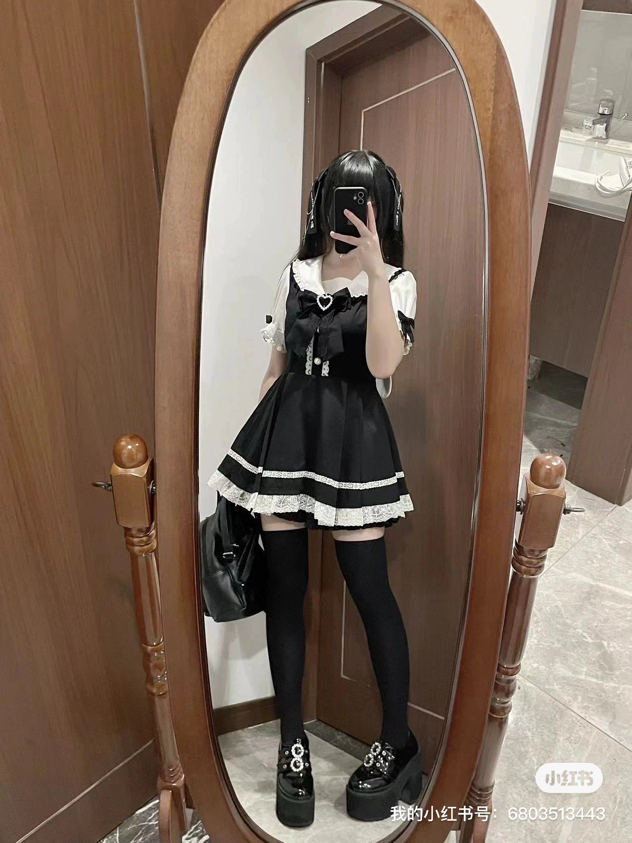 Sailor Collar Ribbon Mini Short Sleeve Dress KAN0005