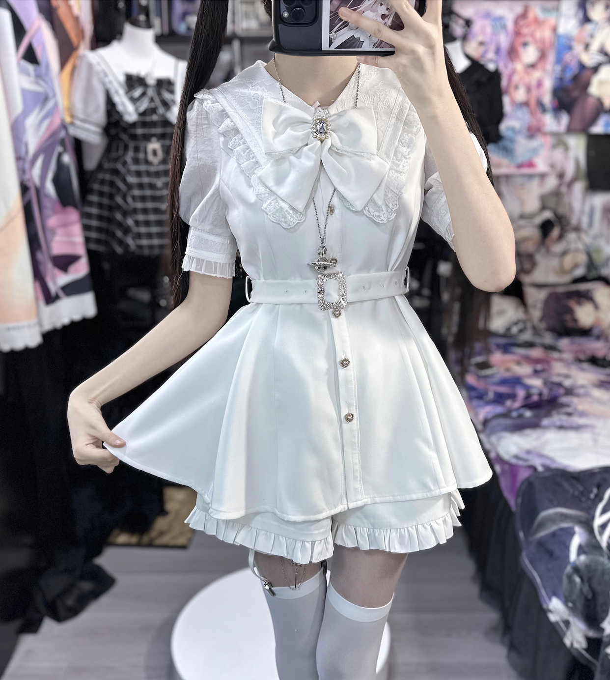 Waist Belt Checkered Dress MIL0006