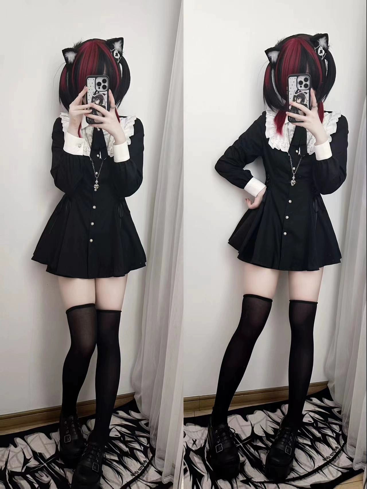 Frill Collar Long Sleeve Mini Dress KAN0009