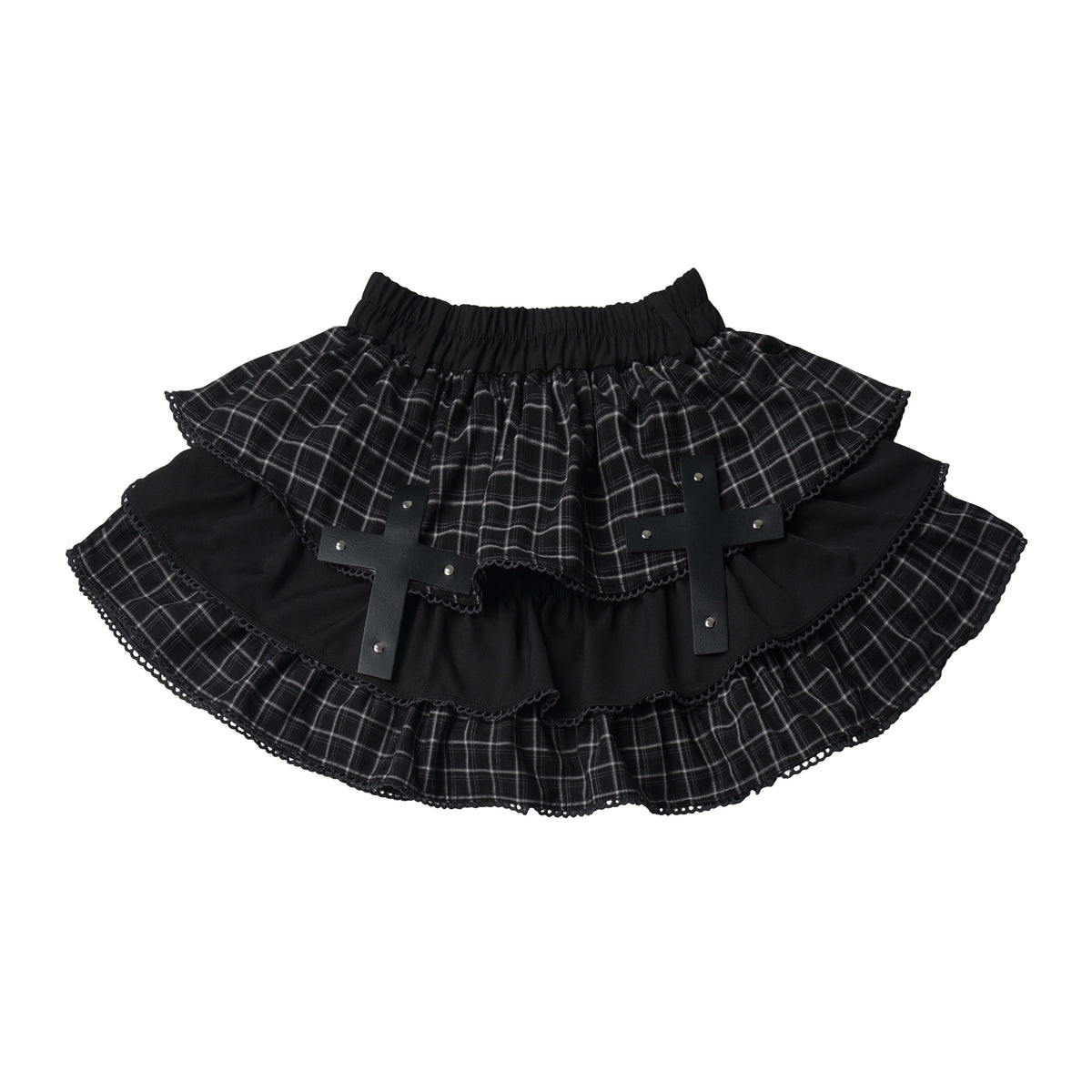 Plaid Puff Sleeve Gothic Tiered Dress PIN0026
