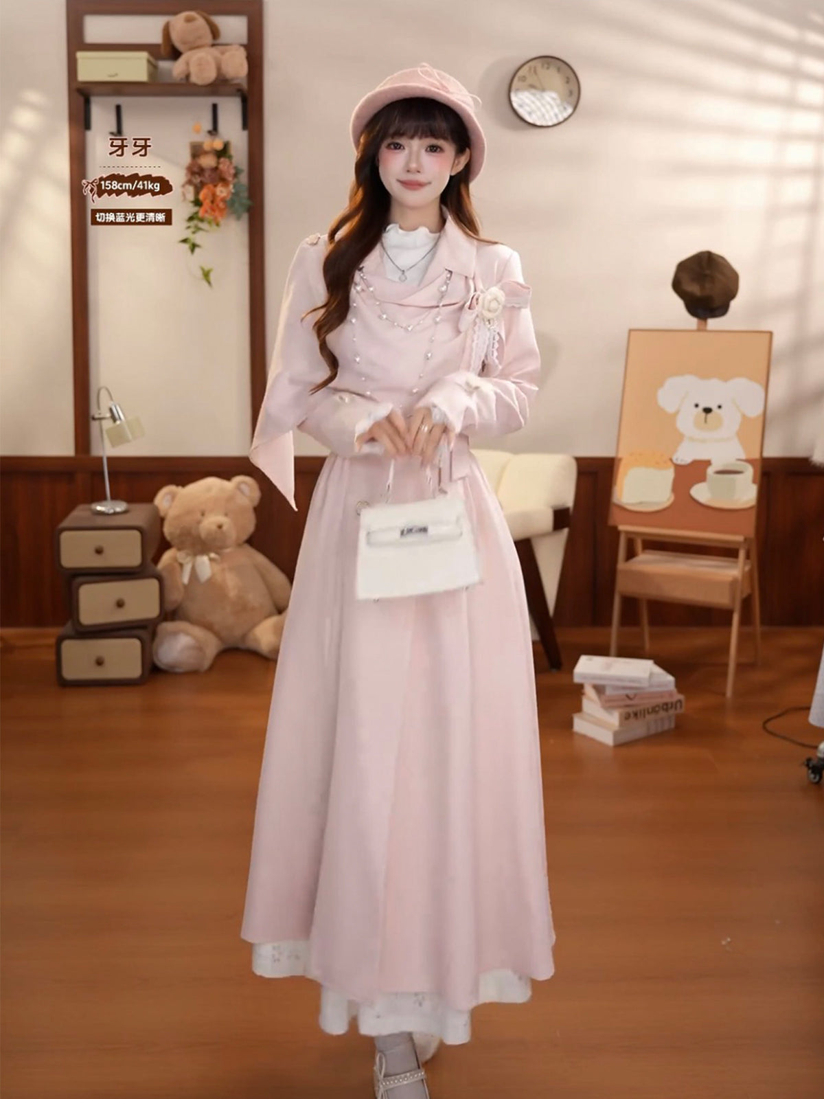 Sweet Shawl Collar Trench Coat Dress BEL0021