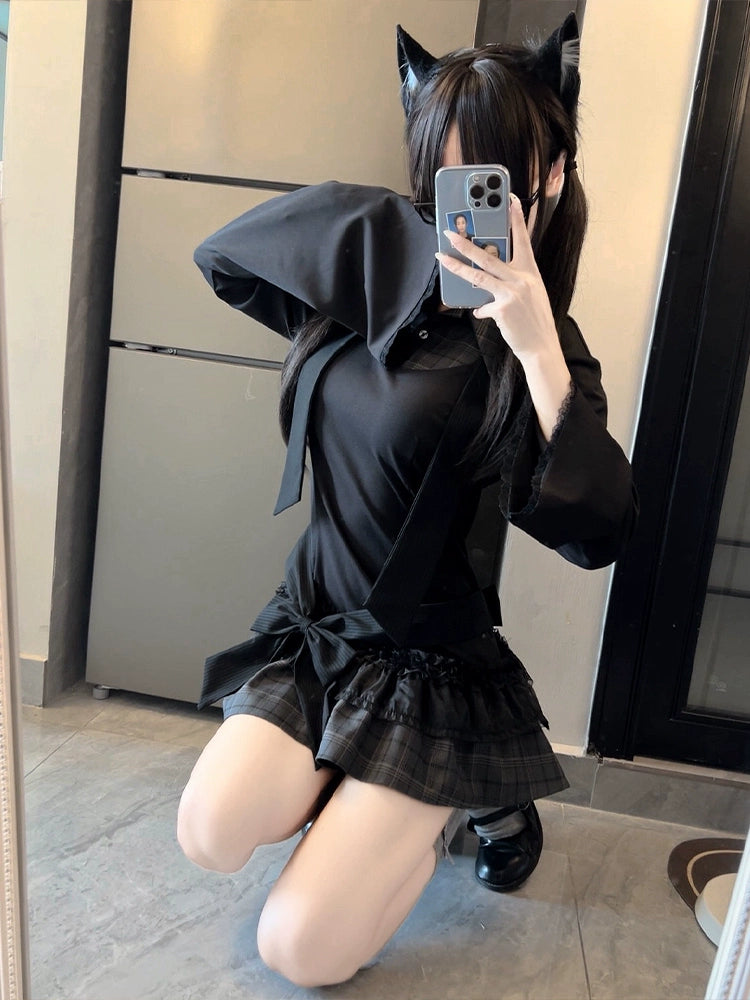 Black Faux Two-Piece Dress LAL0093