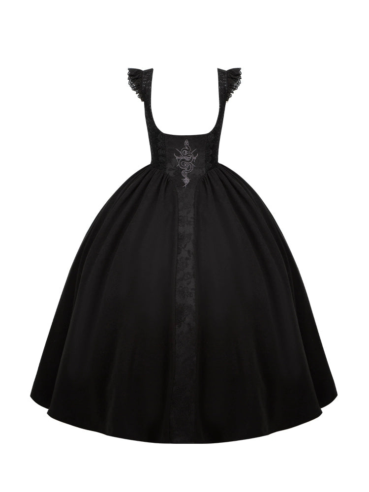 Gothic Cross Snake Pattern Embroidery Dress WIT0271