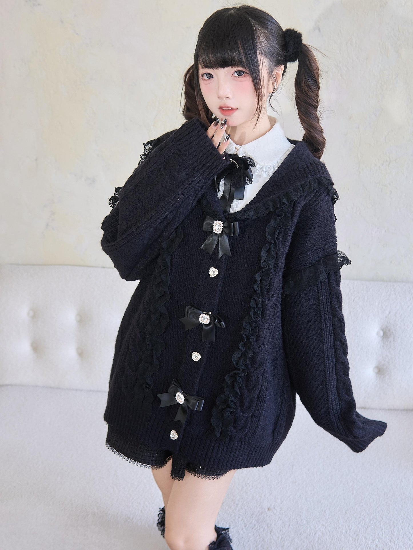 Ribbon Frill Knit Cardigan NOG0018