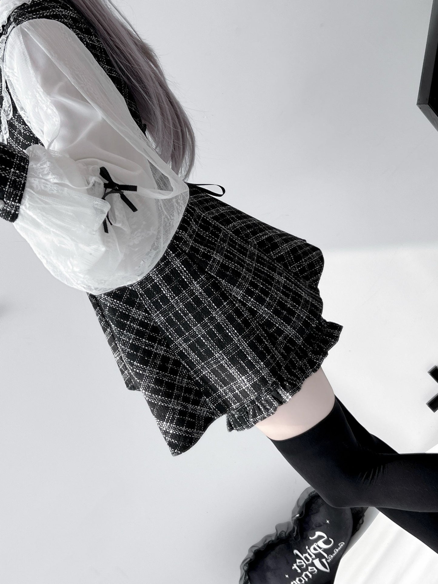 Black and White Tweed Mini Dress VIR0003