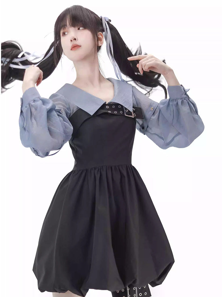 Blue-grey Tops Volume Dress Setup & Cool Style Pants Setup PIN0009