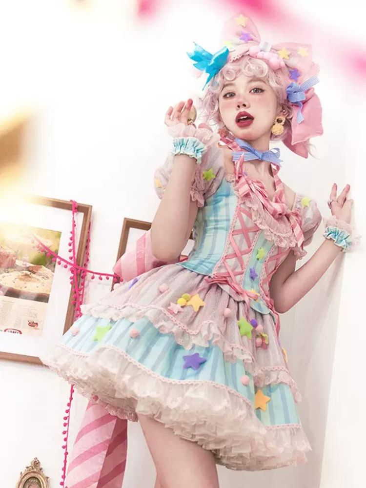 Rainbow Fluffy Dress & Headband SAK0017