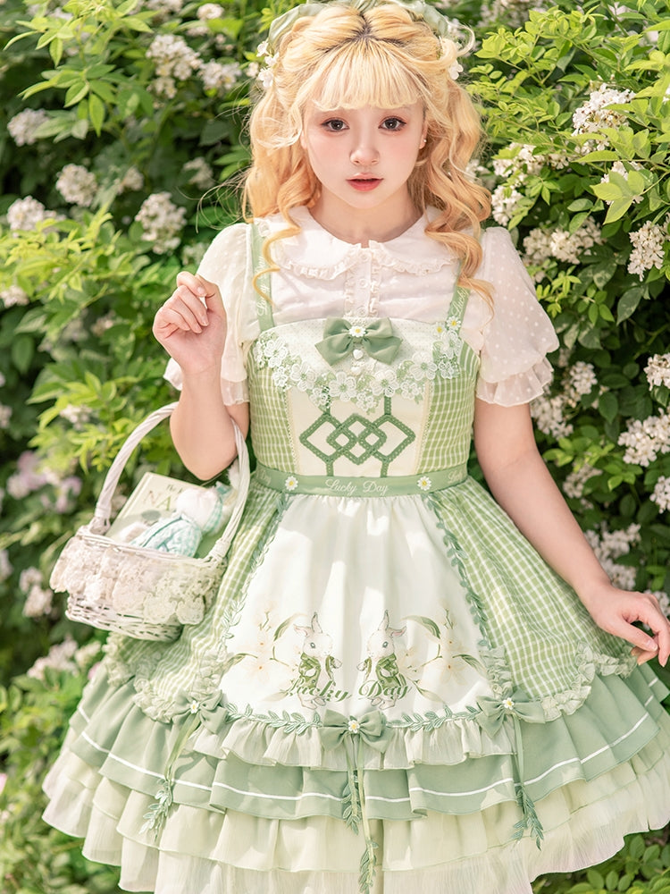 Green Check Country-Style Dress SPR0027