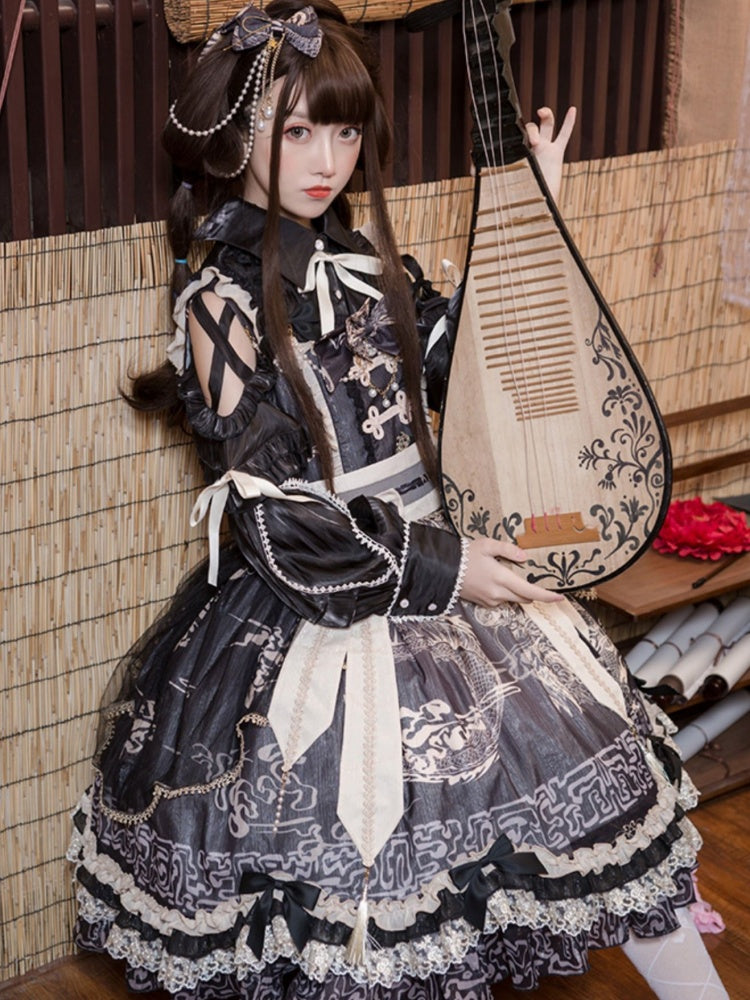 Open Shoulder Chinese Style Cake Dress CAT0010
