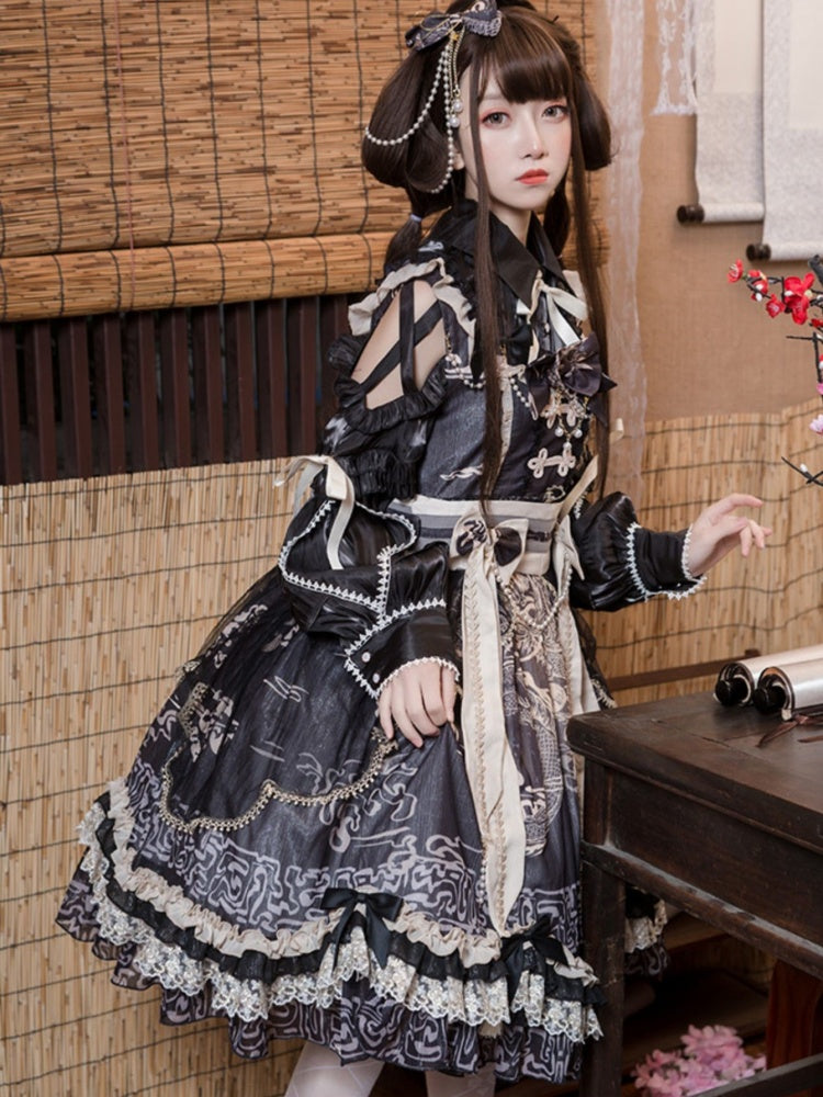 Open Shoulder Chinese Style Cake Dress CAT0010