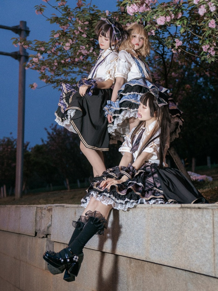 Frill Shirt & Check Cake Skirt CAT0004
