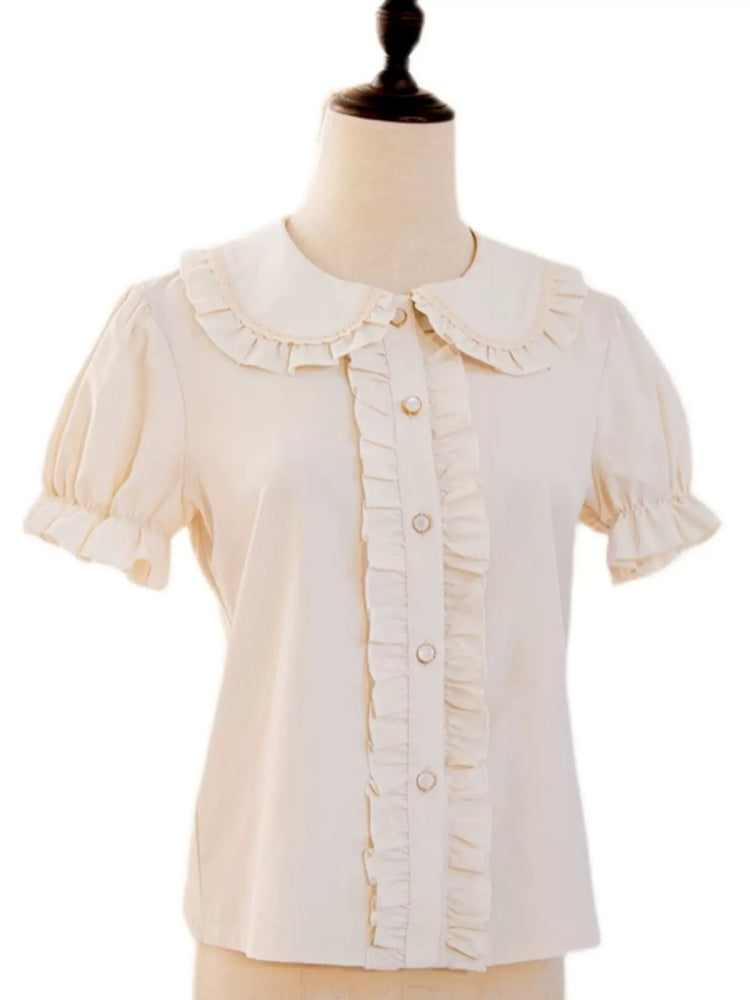 Frill Round Collar Short Sleeve Shirt CAT0012