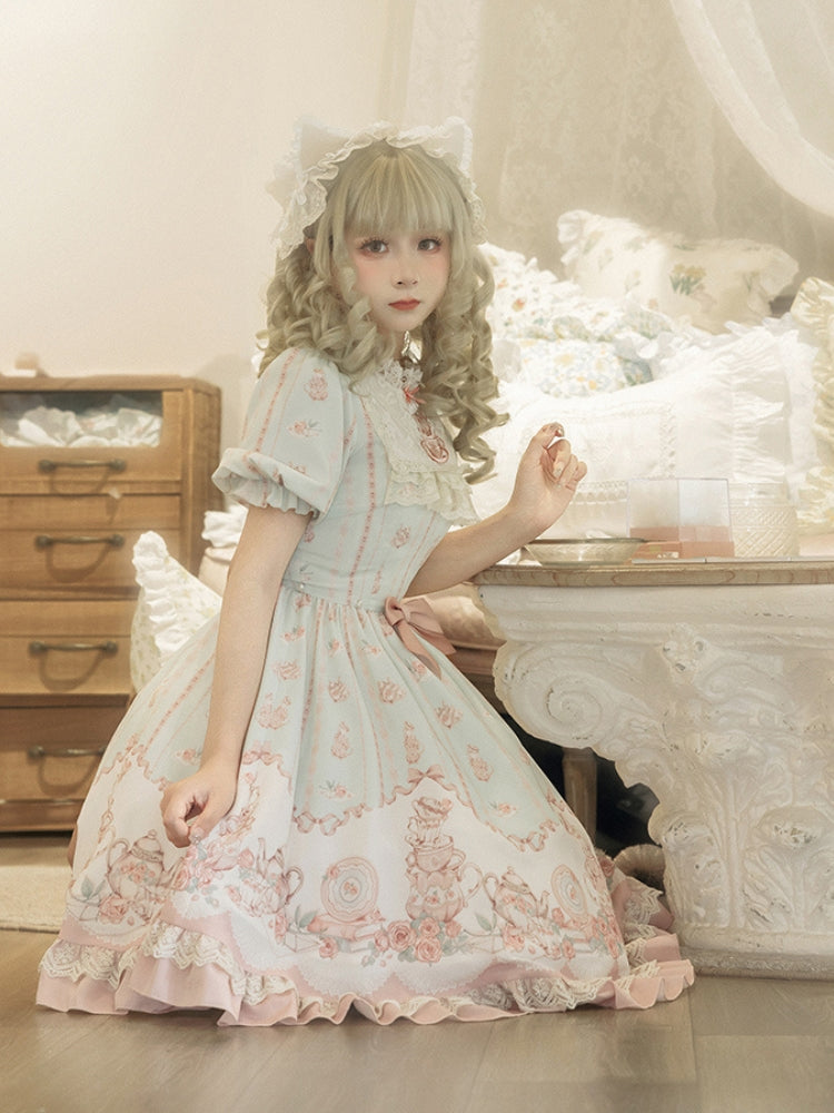 Flower Tea Print Lolita Dress WIT0071