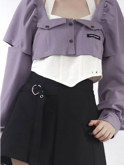 Subculture Sweet Cool purple Tops & Skirt PIN0001