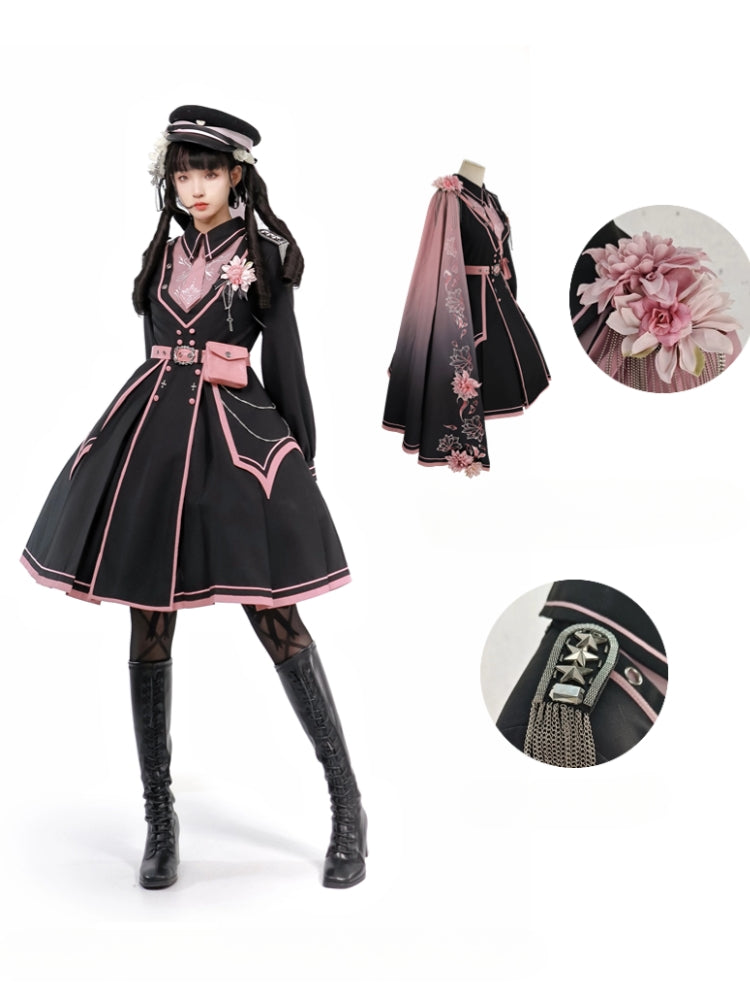 Pink x Black Military Lolita Set-Up SPR0002