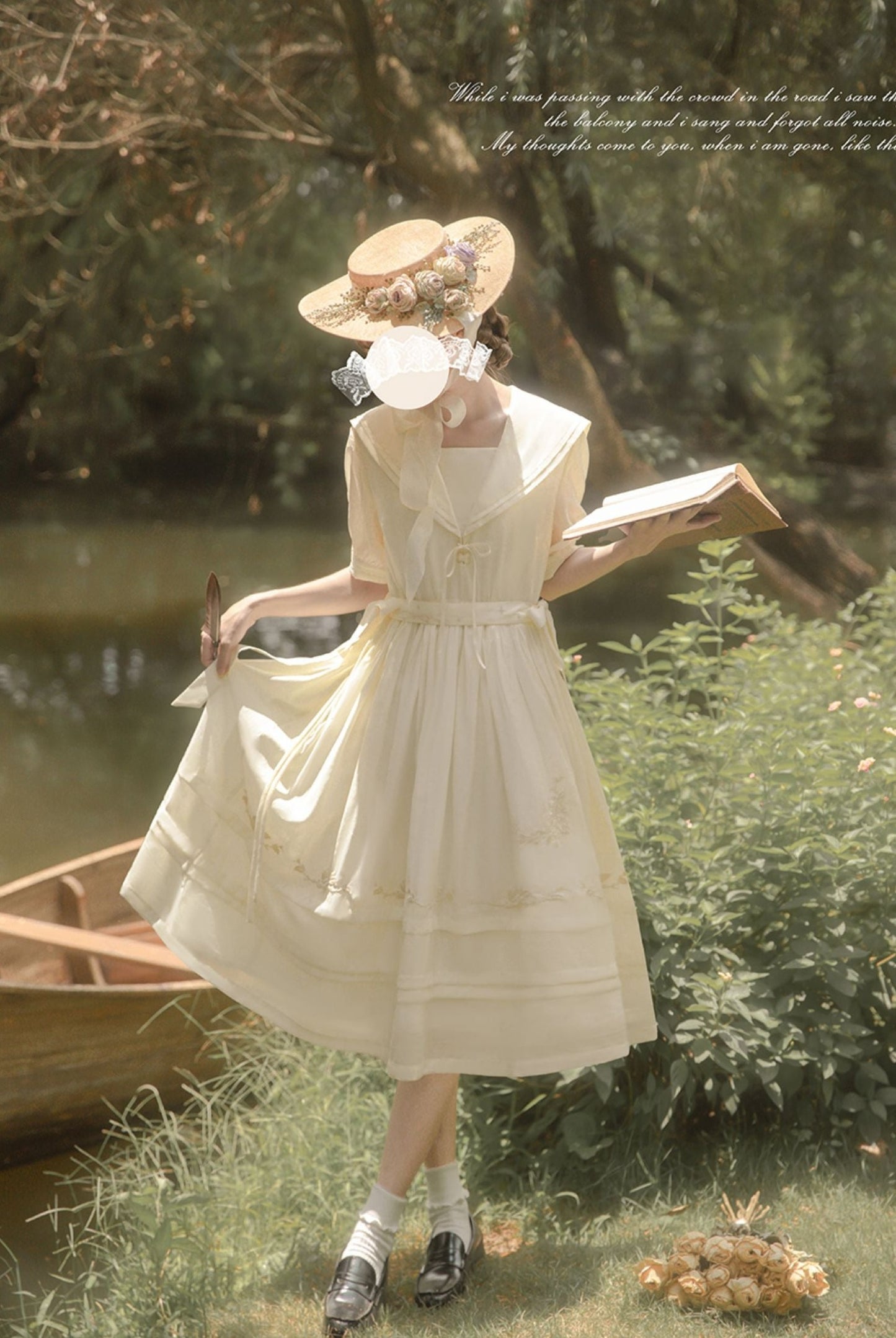 Natural Color Sailor Neck Dress HUT0067