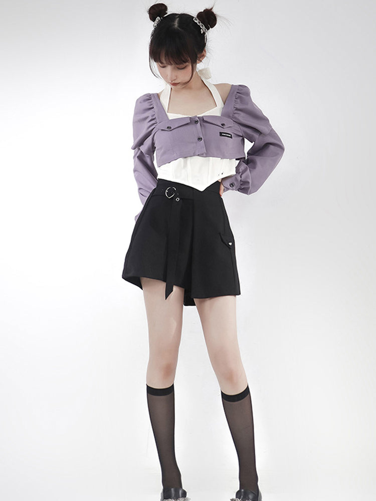 Subculture Sweet Cool purple Tops & Skirt PIN0001