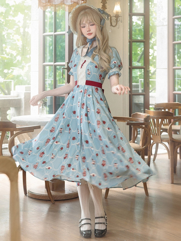 Flower Tea Print Lolita Dress WIT0071