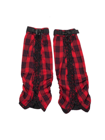 Punk Red and Black Check Print Dress WIT0090