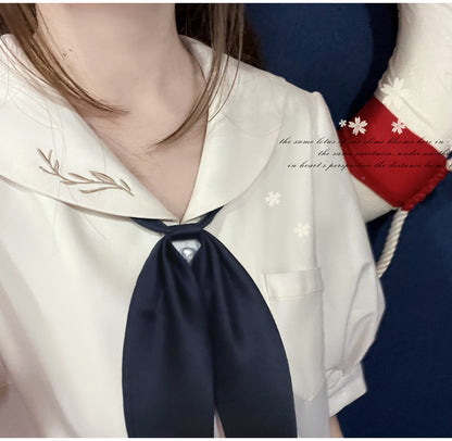 College Style Retro Long Skirt & Sailor Suit HUT0059