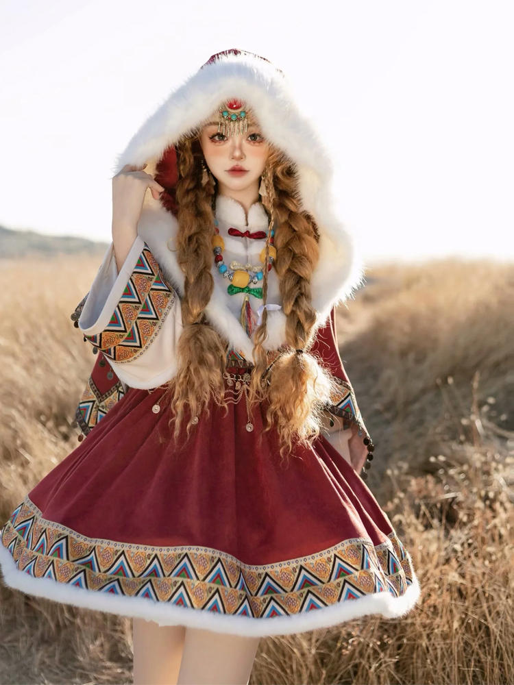 Tibetan Style Red Lolita Dress SAK0016