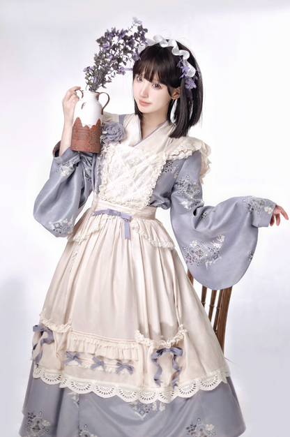 Kimono-style Purple Blue Lolita Maid Dress YOU0004