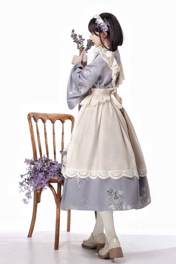 Kimono-style Purple Blue Lolita Maid Dress YOU0004