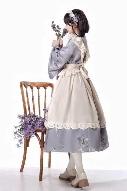 Kimono-style Purple Blue Lolita Maid Dress YOU0004