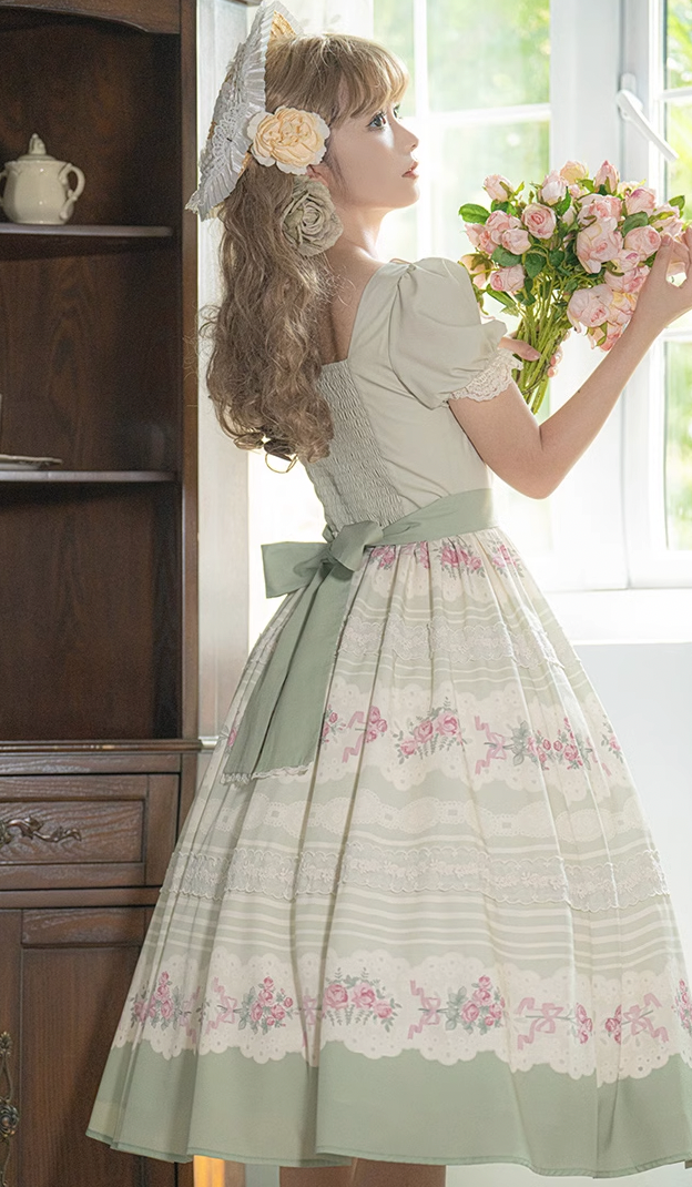 Flower Garden Green Lolita Princess Dress WIT0008