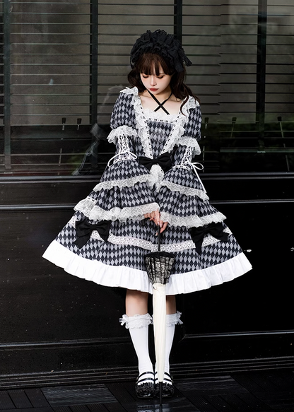 Diamond Shape Long Sleeve Lolita Dress WIT0020