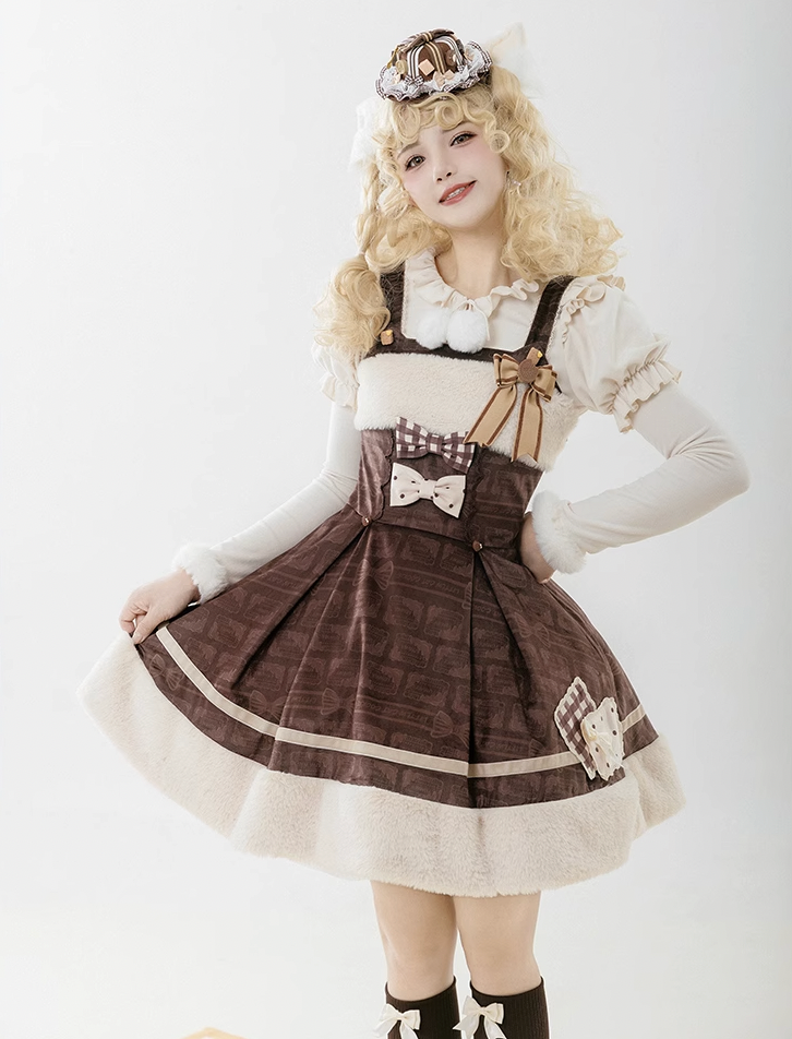 Cookie Print Brown Lolita Dress WIT0023