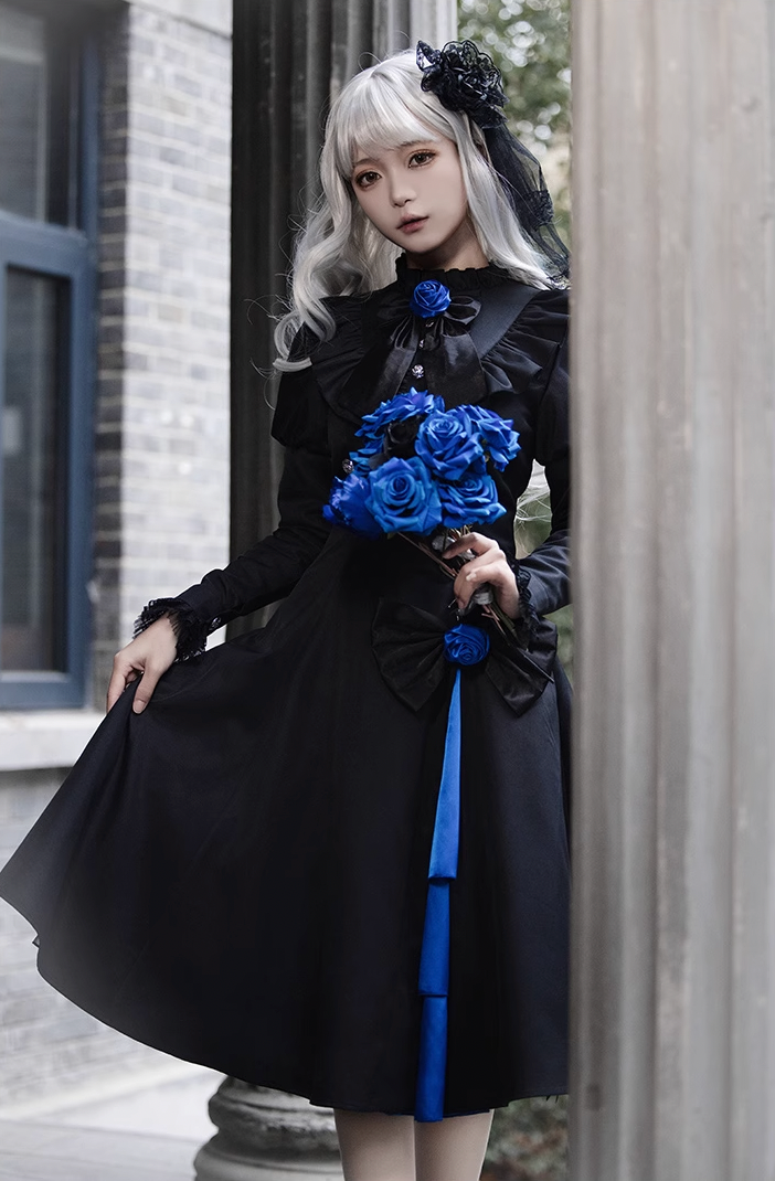 Blue and black cape of Lolita dress WIT0033