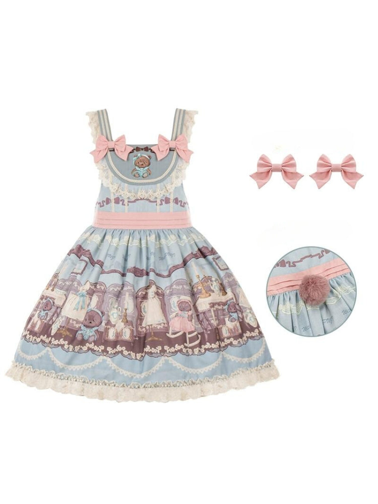 Teddy Bear Print Lace Fairy Dress WIT0062