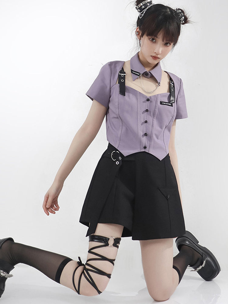 Subculture Sweet Cool purple Tops & Skirt PIN0001