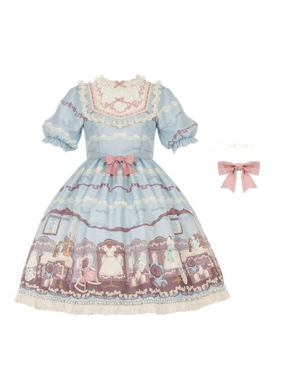 Teddy Bear Print Lace Fairy Dress WIT0062