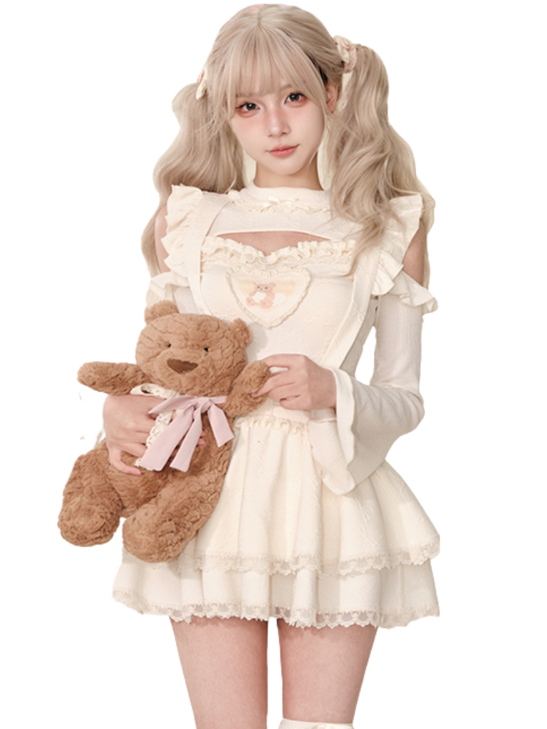 Sweet White Bear Tops & Suspender Cake Skirt SER0045