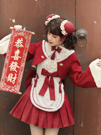 Red and White Lolita Inner & Skirt & Outer Set SAK0028